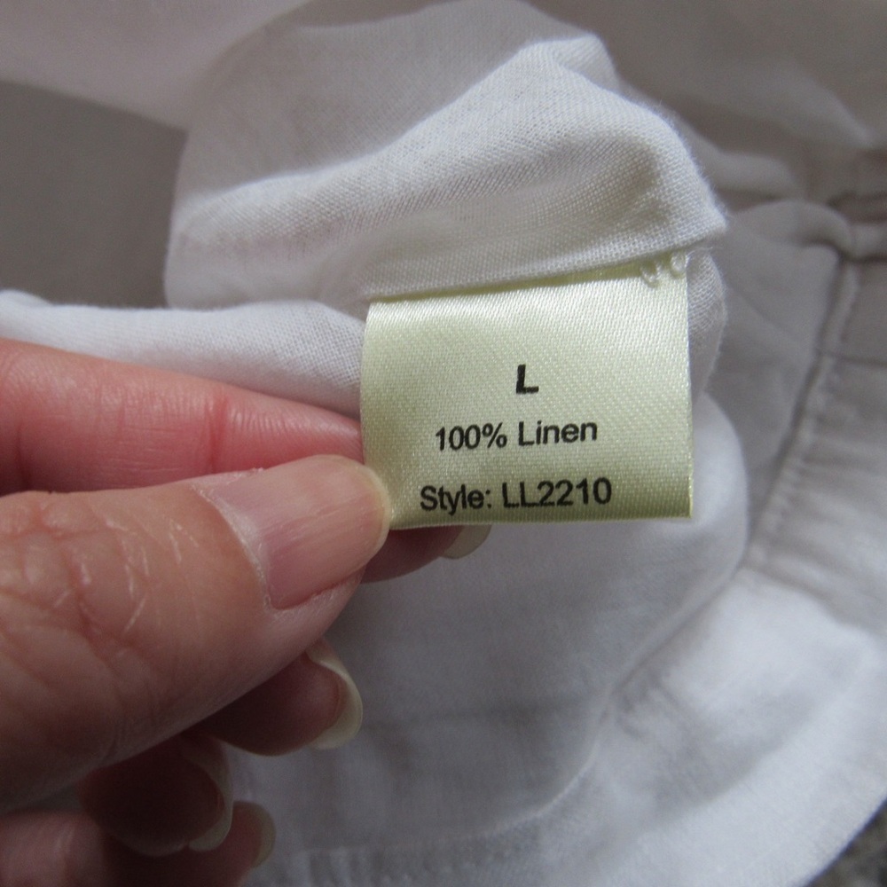 Elan White Linen Trouser Pants Large Button Wide Leg Minimalist Beach Boho - Picture 12 of 12
